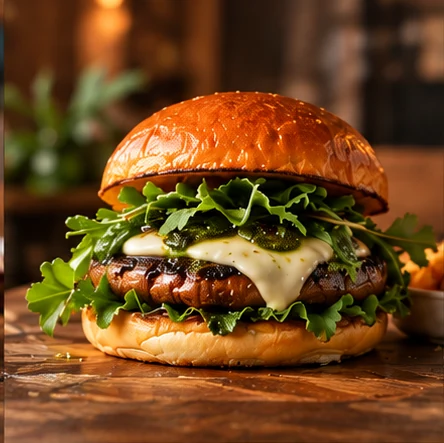 Portobello mushroom, pesto and mozzarella